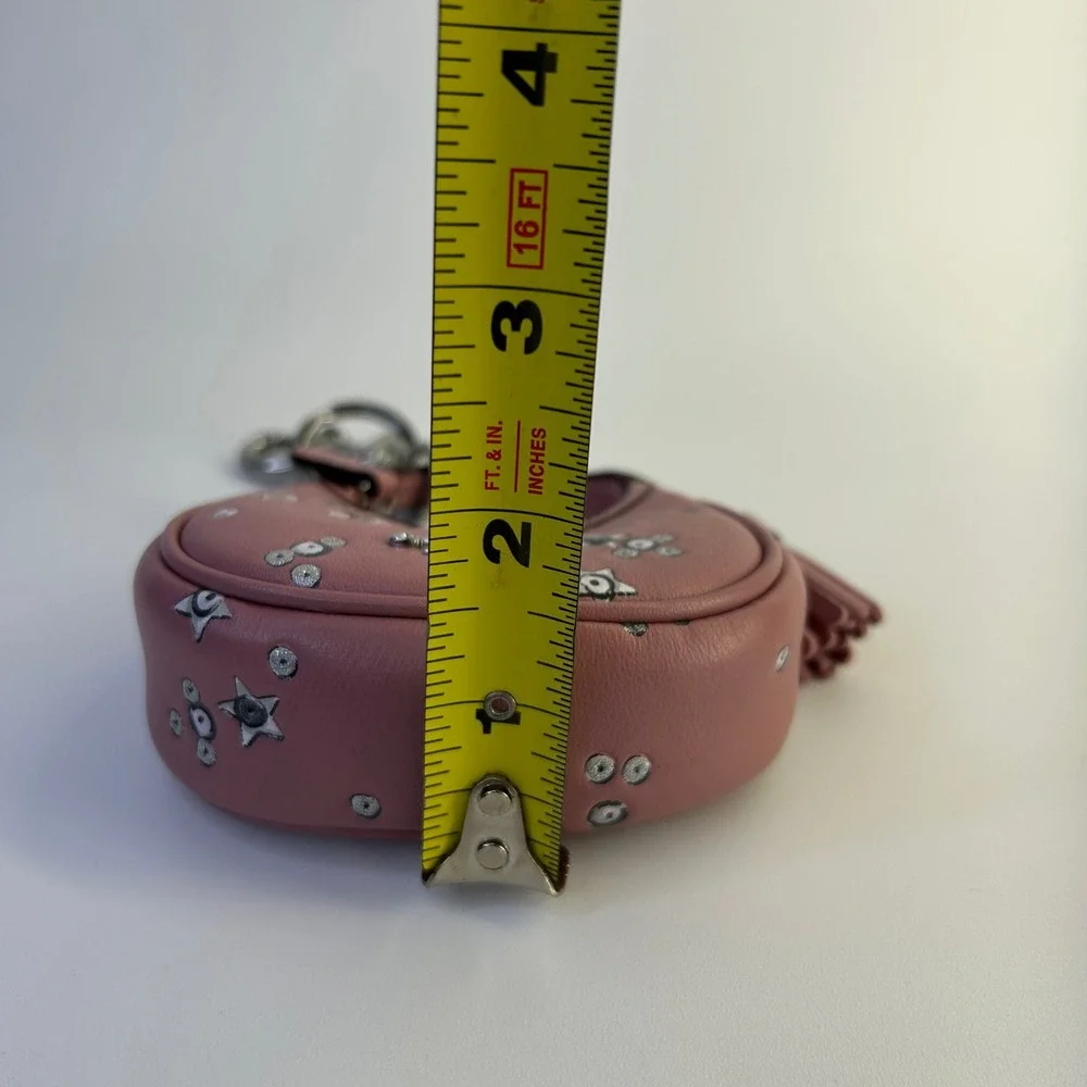 Coach Carmen Pink Star Print Leather Bag Charm Excellent